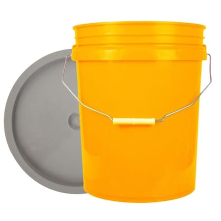 World Enterprises Bucket, 12 in H, Yellow and Gray 5YEL,345GRY